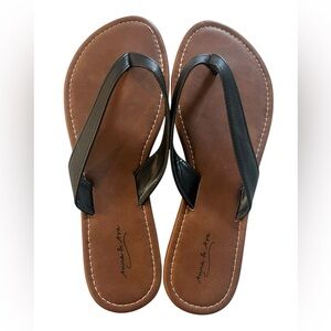 Anna &‎ Ava Black and Brown Flip-Flop Sandals - Size 8 (New Without Tag)